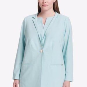 Calvin Klein Teal Star Neck Topper Blazer